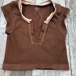 Urban Outfitters Brown Out From Under/Go For Gold Top Cropped Ribbed XS/S